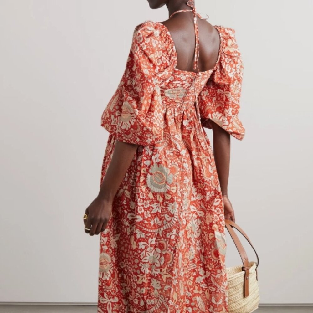 NWOT ULLA JOHNSON Alessa Midi Dress in Orange Blossom M $590 - Picture 2 of 8